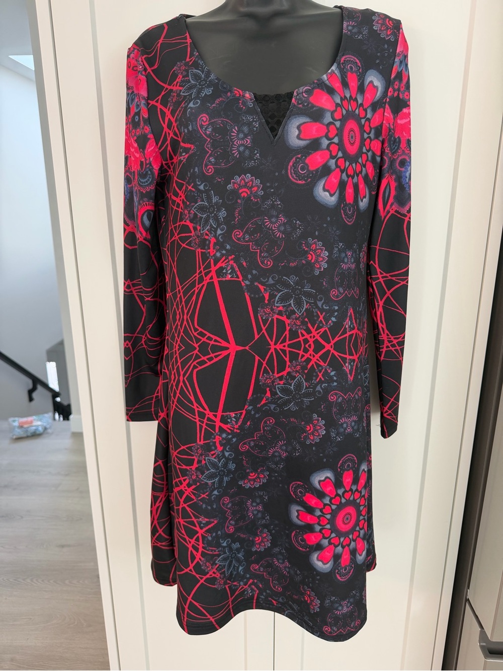 Papillon Size Med long sleeve multi patterned dress